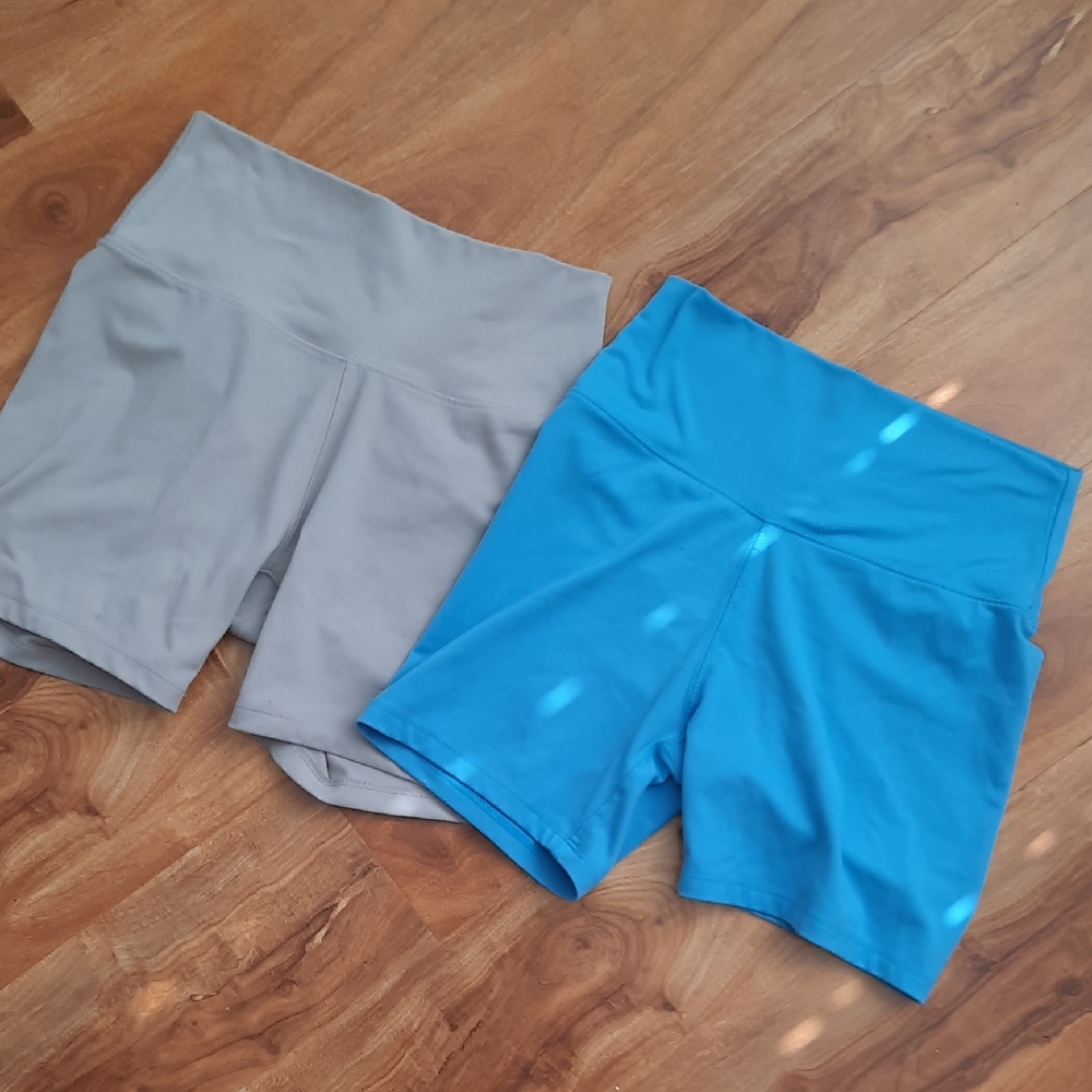 wild fable High-Waist Athletic Shorts in Blue and Light Gray